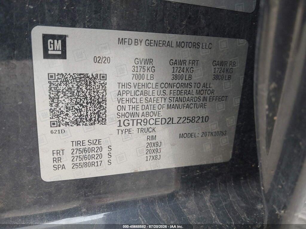 1GTR9CED2LZ258210 2020 GMC SIERRA 1500 photo no. 9