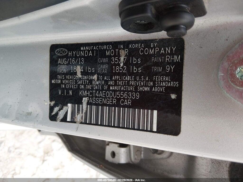 KMHCT4AE0DU556339 2013 HYUNDAI ACCENT photo no. 9