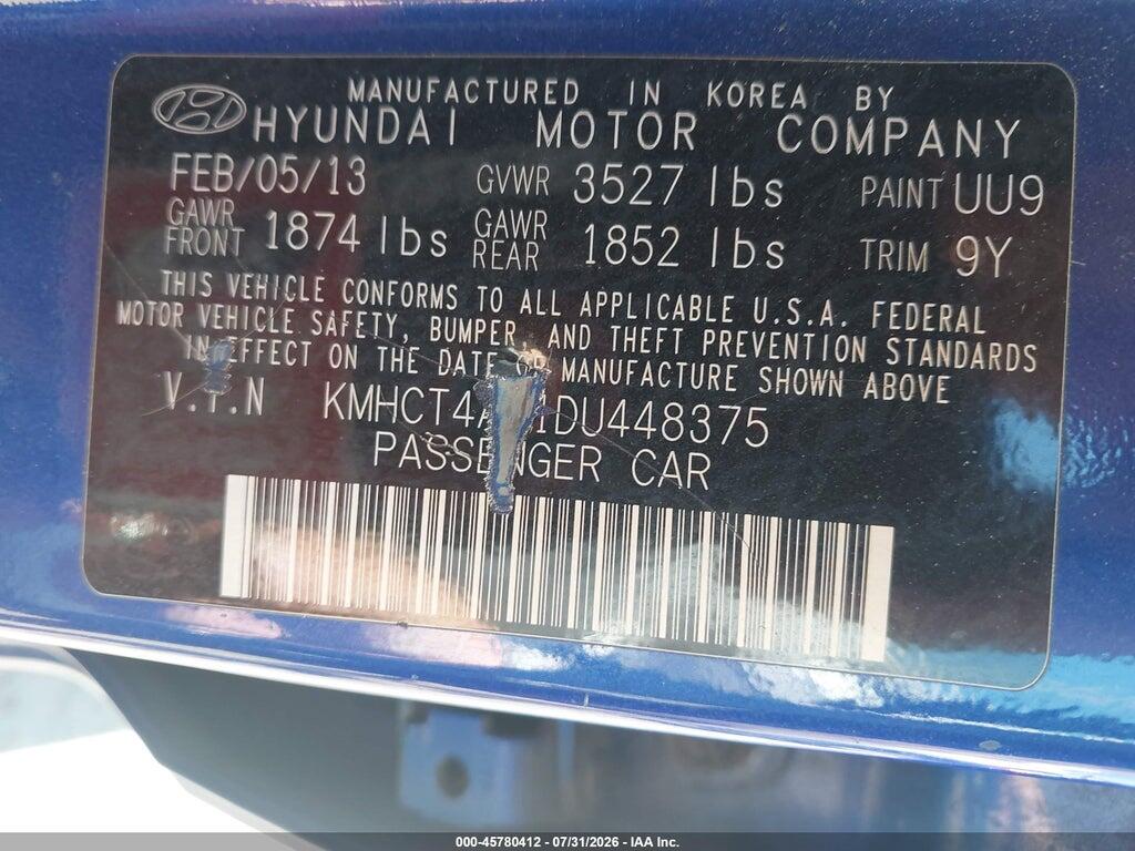 KMHCT4AE1DU448375 2013 HYUNDAI ACCENT photo no. 9