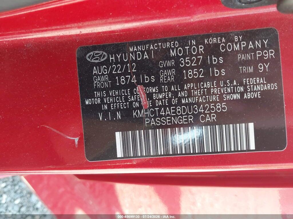 KMHCT4AE8DU342585 2013 HYUNDAI ACCENT photo no. 9