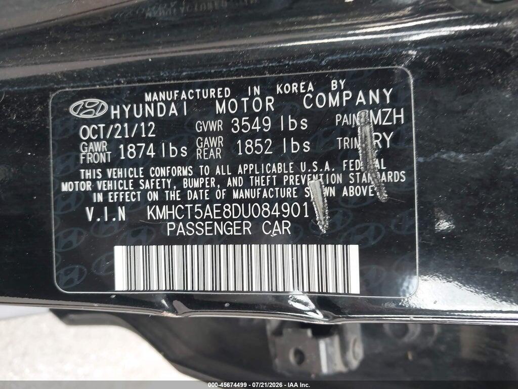 KMHCT5AE8DU084901 2013 HYUNDAI ACCENT photo no. 9