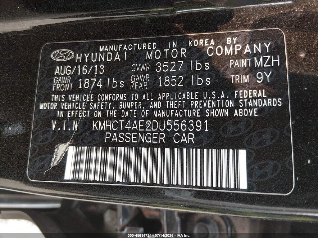 KMHCT4AE2DU556391 2013 HYUNDAI ACCENT photo no. 9