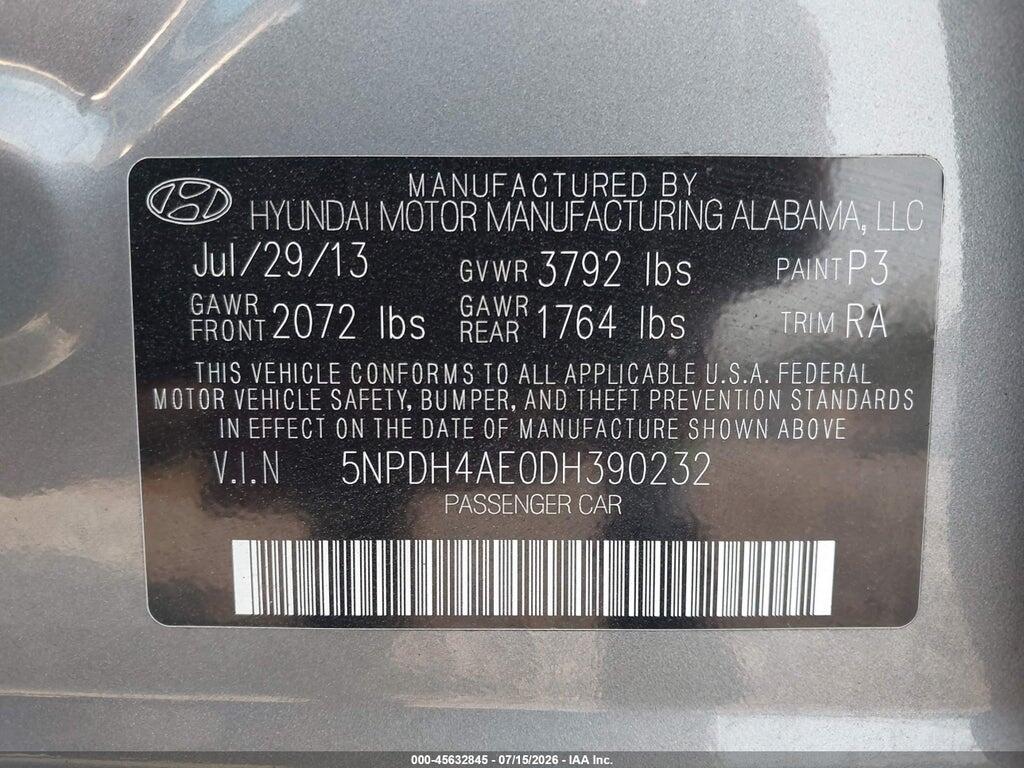 5NPDH4AE0DH390232 2013 HYUNDAI ELANTRA photo no. 9