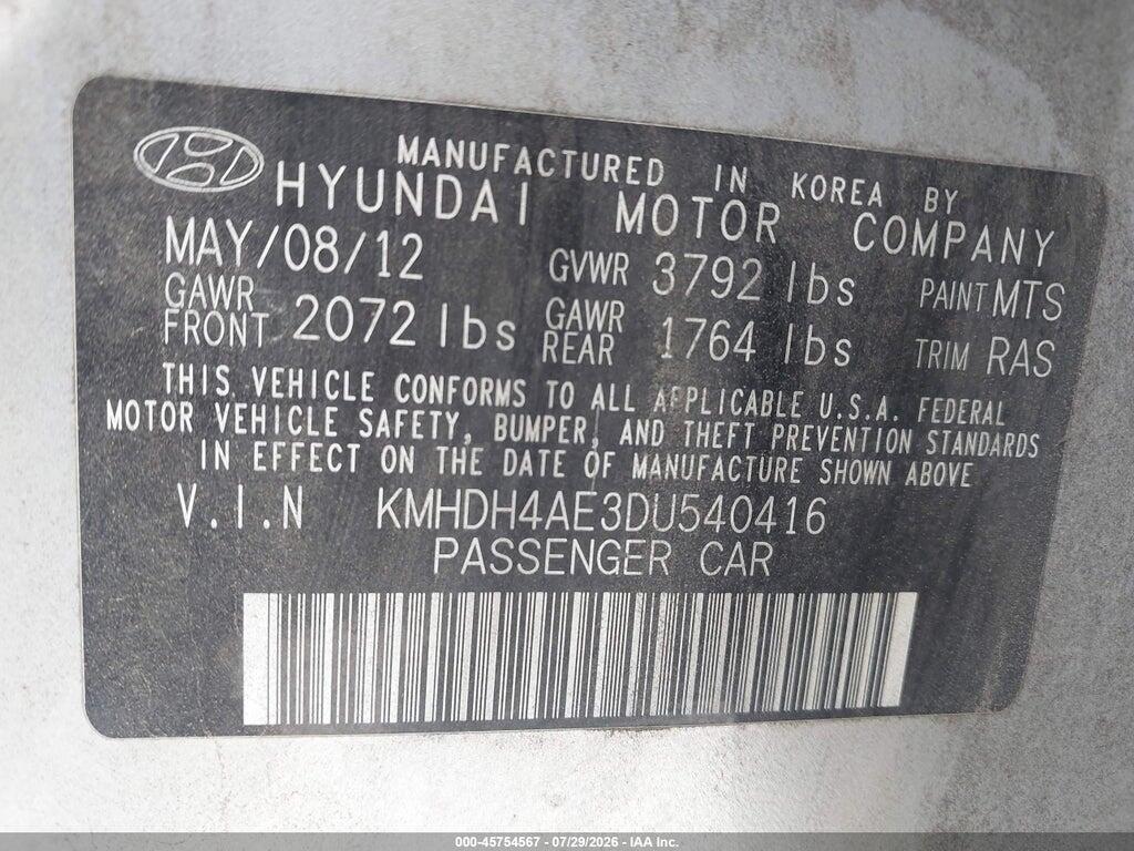 KMHDH4AE3DU540416 2013 HYUNDAI ELANTRA photo no. 9