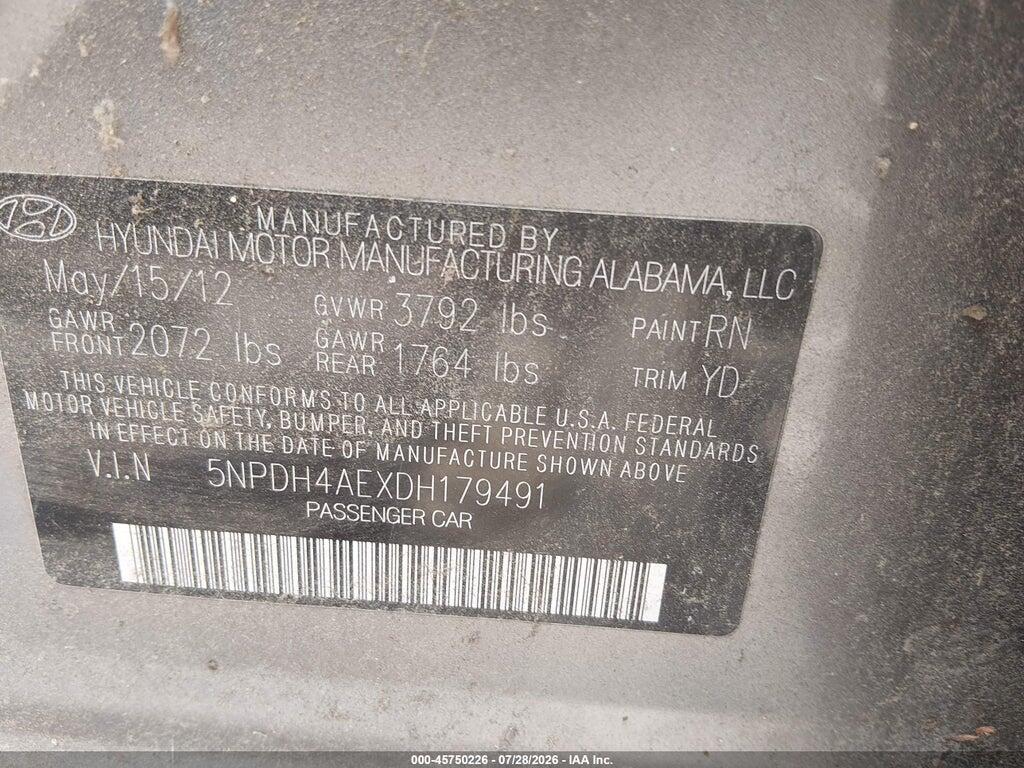 5NPDH4AEXDH179491 2013 HYUNDAI ELANTRA photo no. 9