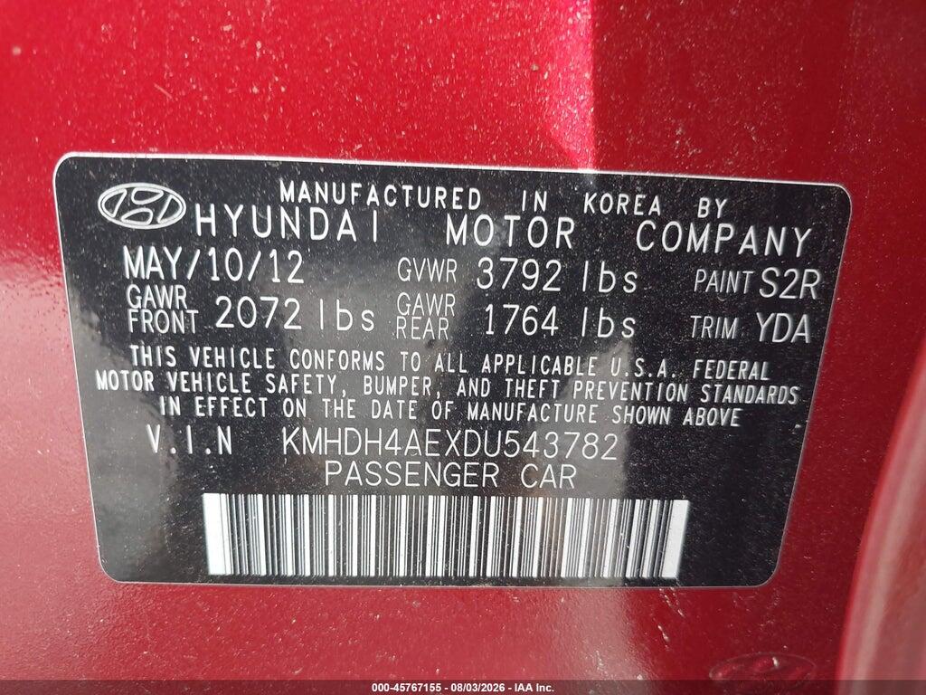 KMHDH4AEXDU543782 2013 HYUNDAI ELANTRA photo no. 9