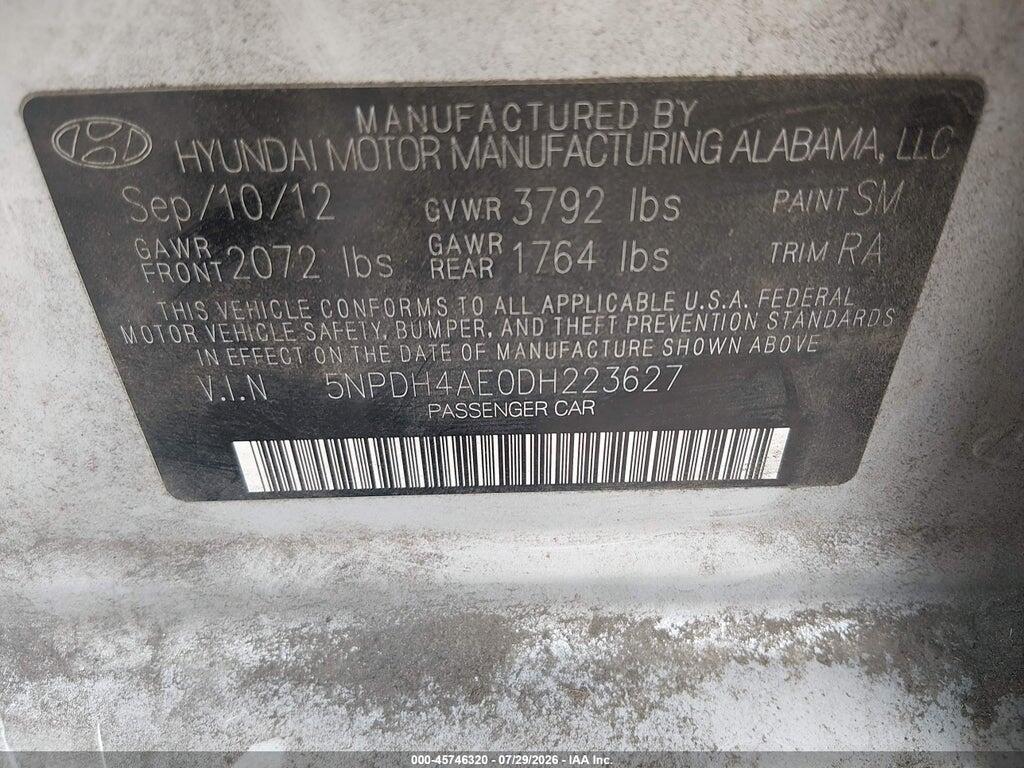 5NPDH4AE0DH223627 2013 HYUNDAI ELANTRA photo no. 9