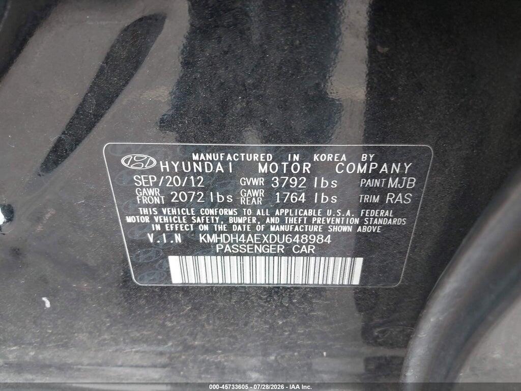 KMHDH4AEXDU648984 2013 HYUNDAI ELANTRA photo no. 9