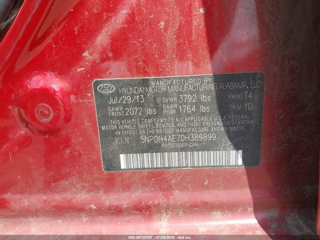 5NPDH4AE7DH389899 2013 HYUNDAI ELANTRA photo no. 9