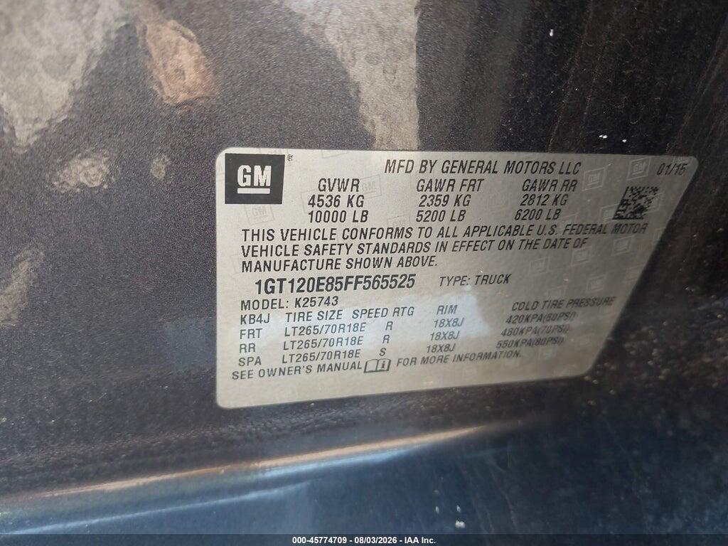 1GT120E85FF565525 2015 GMC SIERRA 2500HD AVAILABLE WIFI photo no. 9