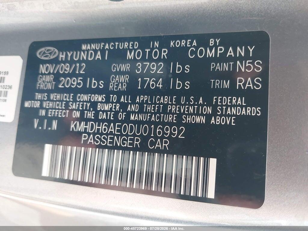KMHDH6AE0DU016992 2013 HYUNDAI ELANTRA photo no. 9