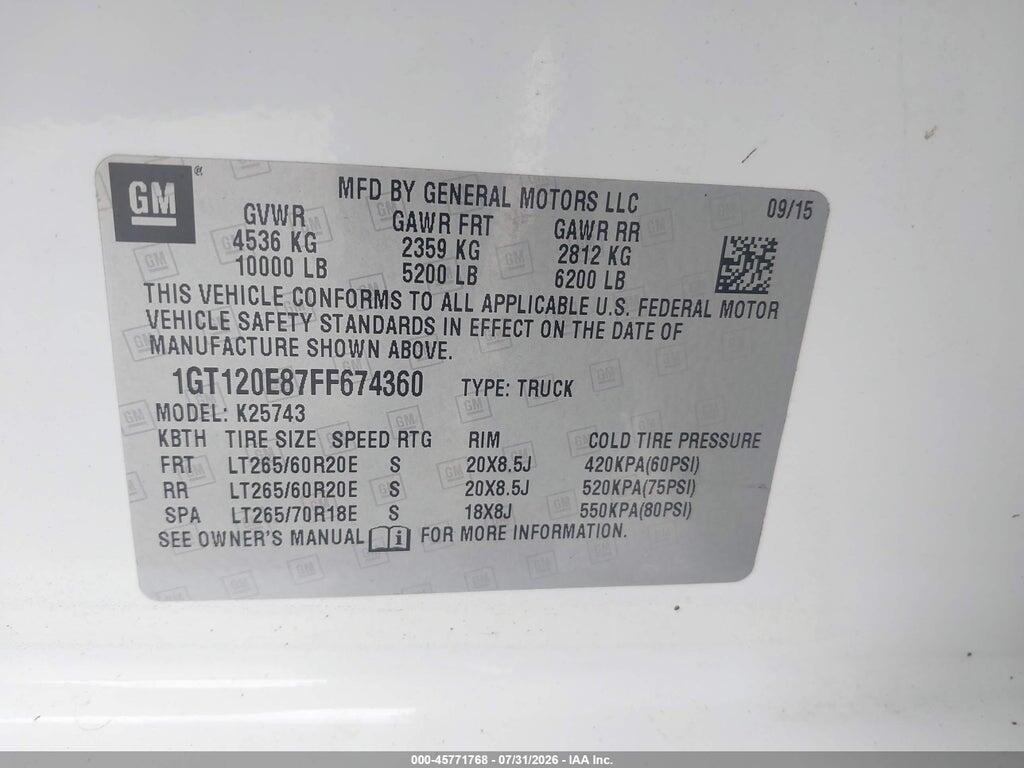 1GT120E87FF674360 2015 GMC SIERRA 2500HD AVAILABLE WIFI photo no. 9