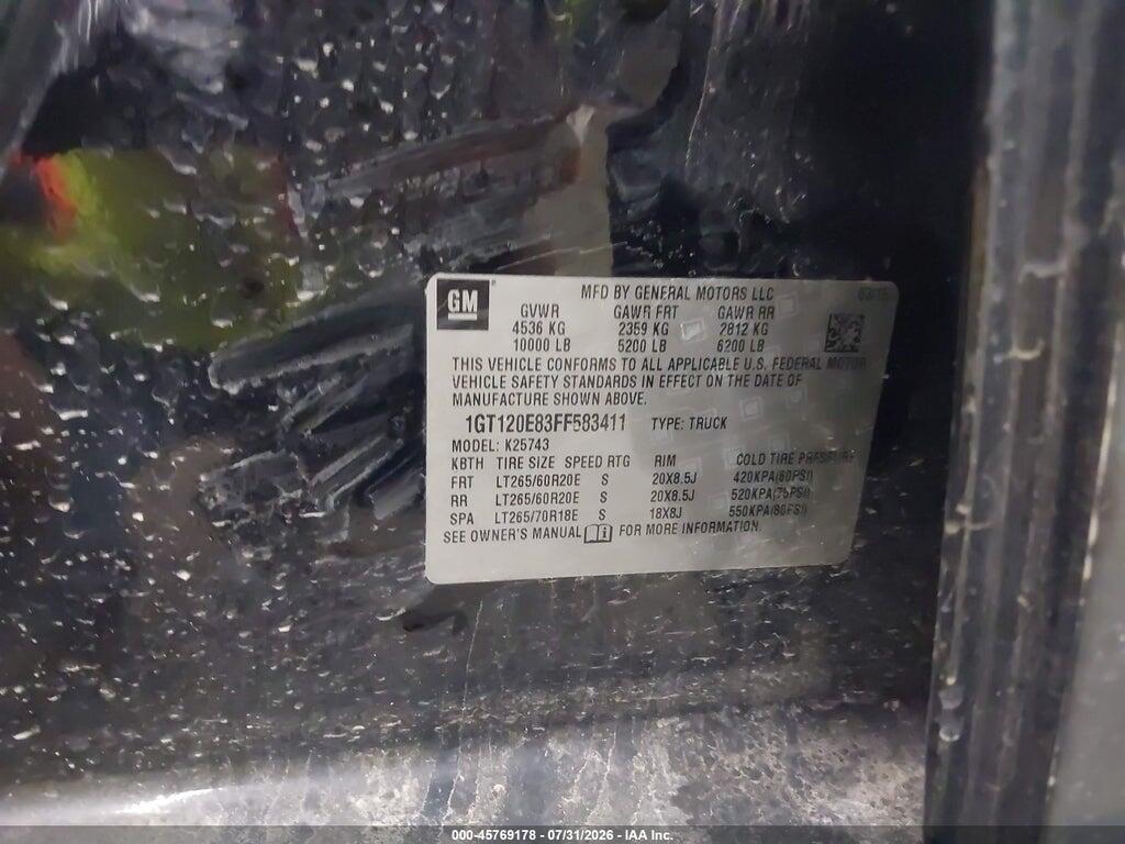 1GT120E83FF583411 2015 GMC SIERRA 2500HD AVAILABLE WIFI photo no. 9