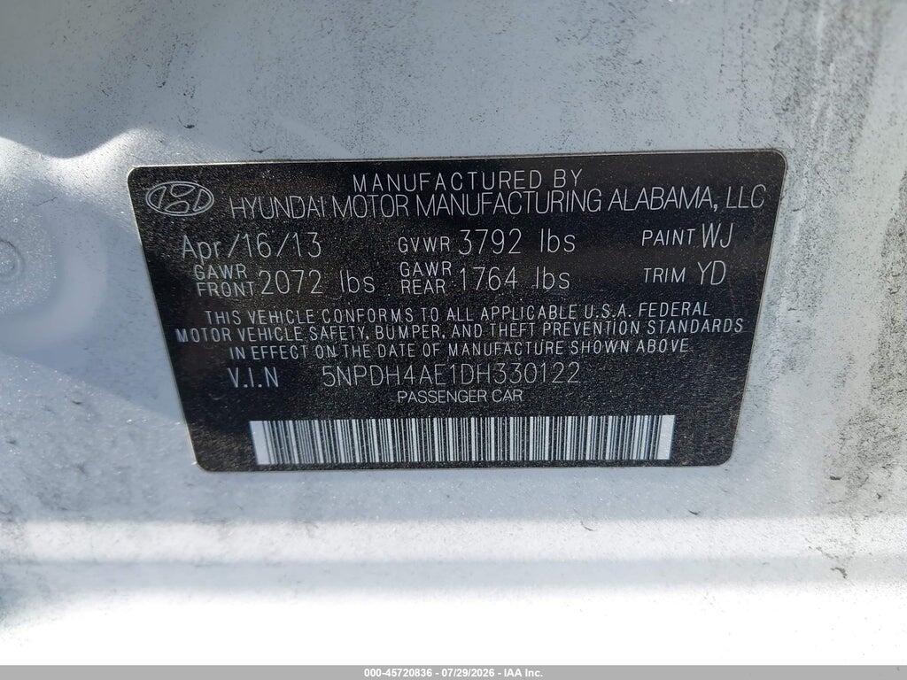 5NPDH4AE1DH330122 2013 HYUNDAI ELANTRA photo no. 9