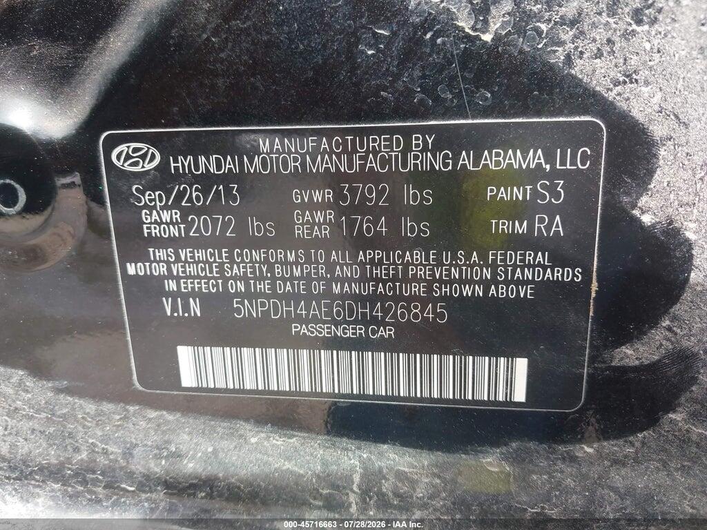 5NPDH4AE6DH426845 2013 HYUNDAI ELANTRA photo no. 9