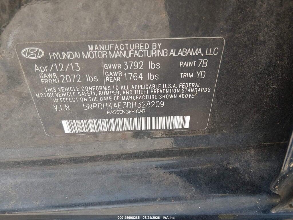 5NPD84AE3DH328209 2013 HYUNDAI ELANTRA photo no. 9