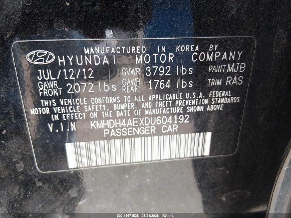 KMHDH4AEXDU604192 2013 HYUNDAI ELANTRA photo no. 9