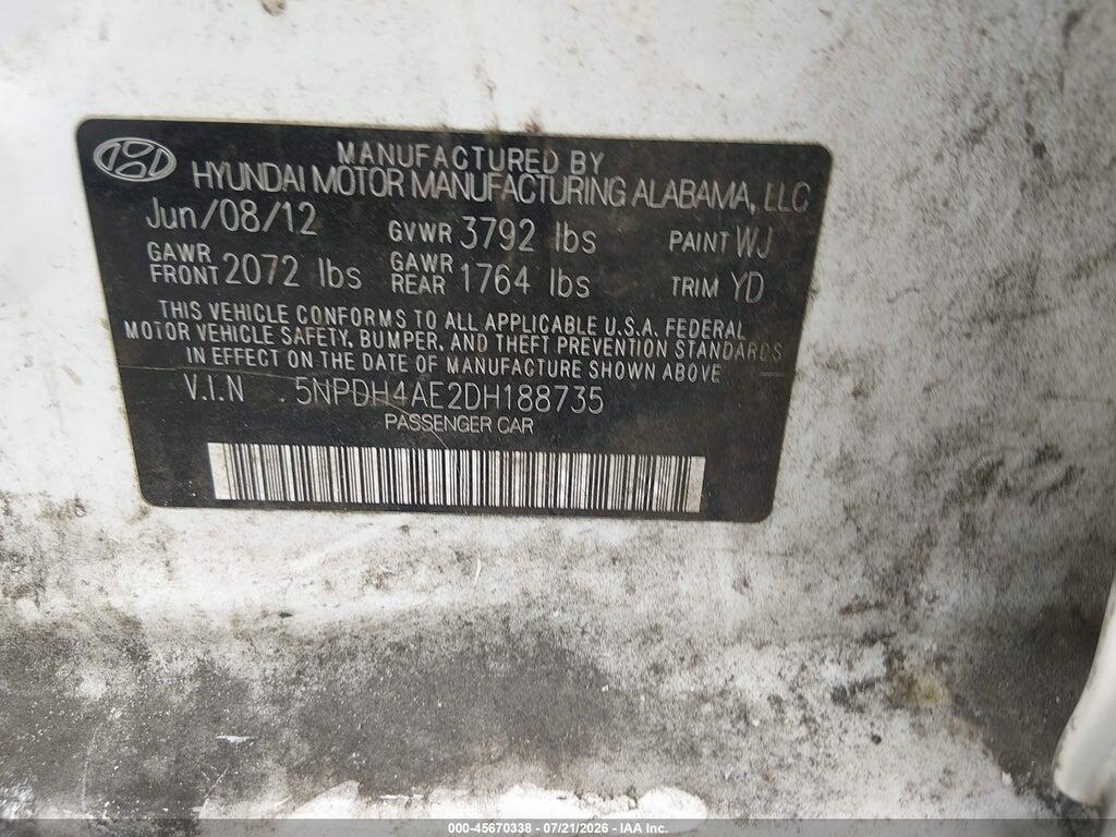 5NPDH4AE2DH188735 2013 HYUNDAI ELANTRA photo no. 9