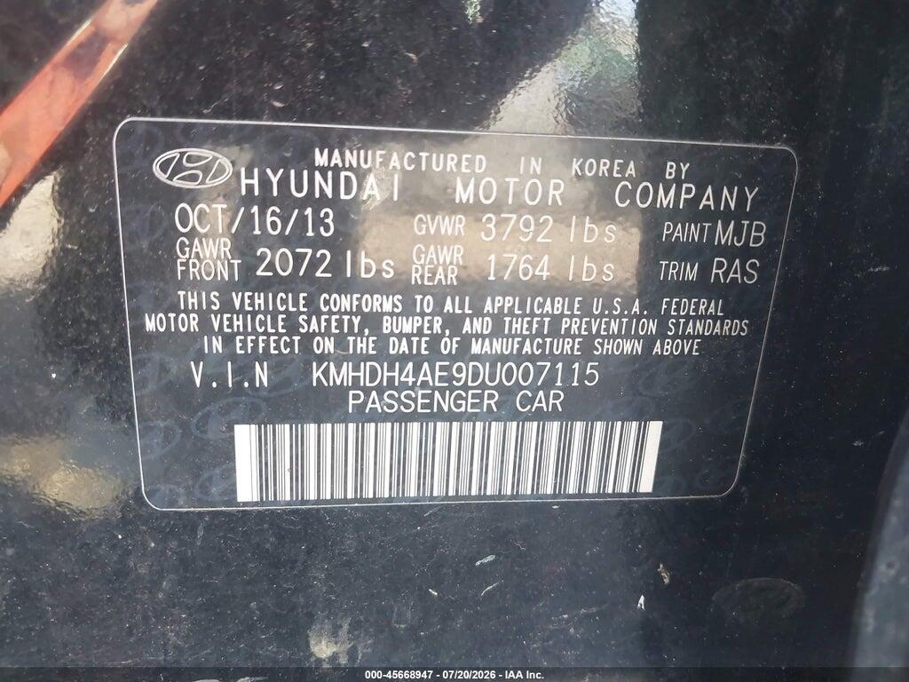 KMHDH4AE9DU007115 2013 HYUNDAI ELANTRA photo no. 9