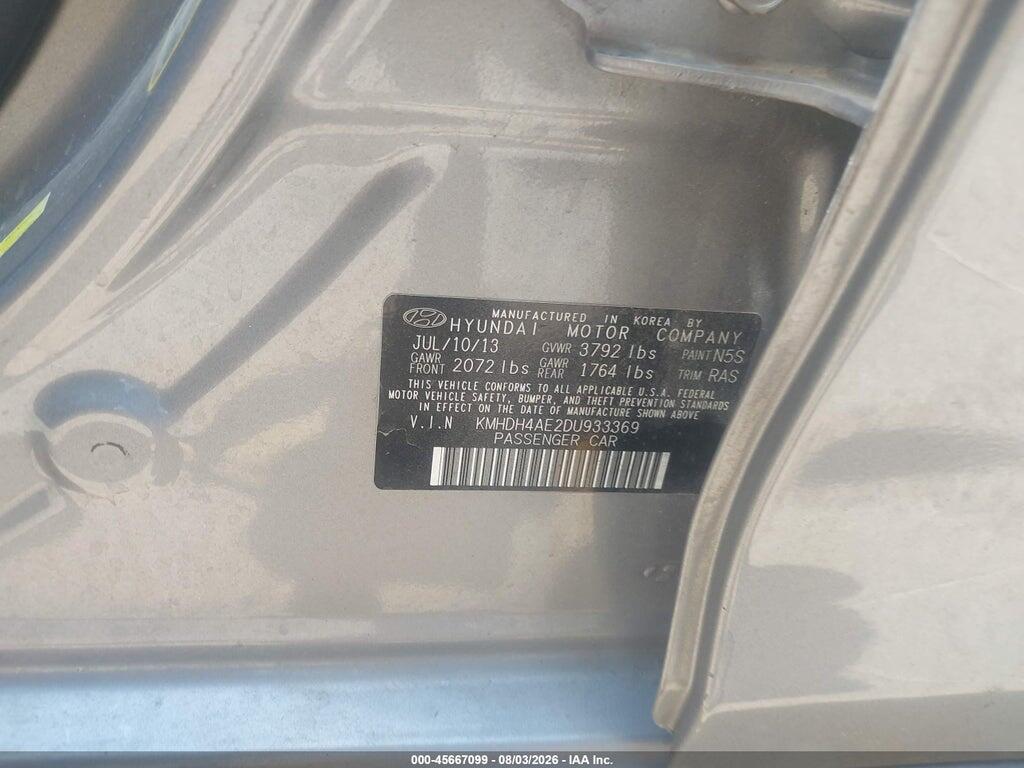KMHDH4AE2DU933369 2013 HYUNDAI ELANTRA photo no. 9