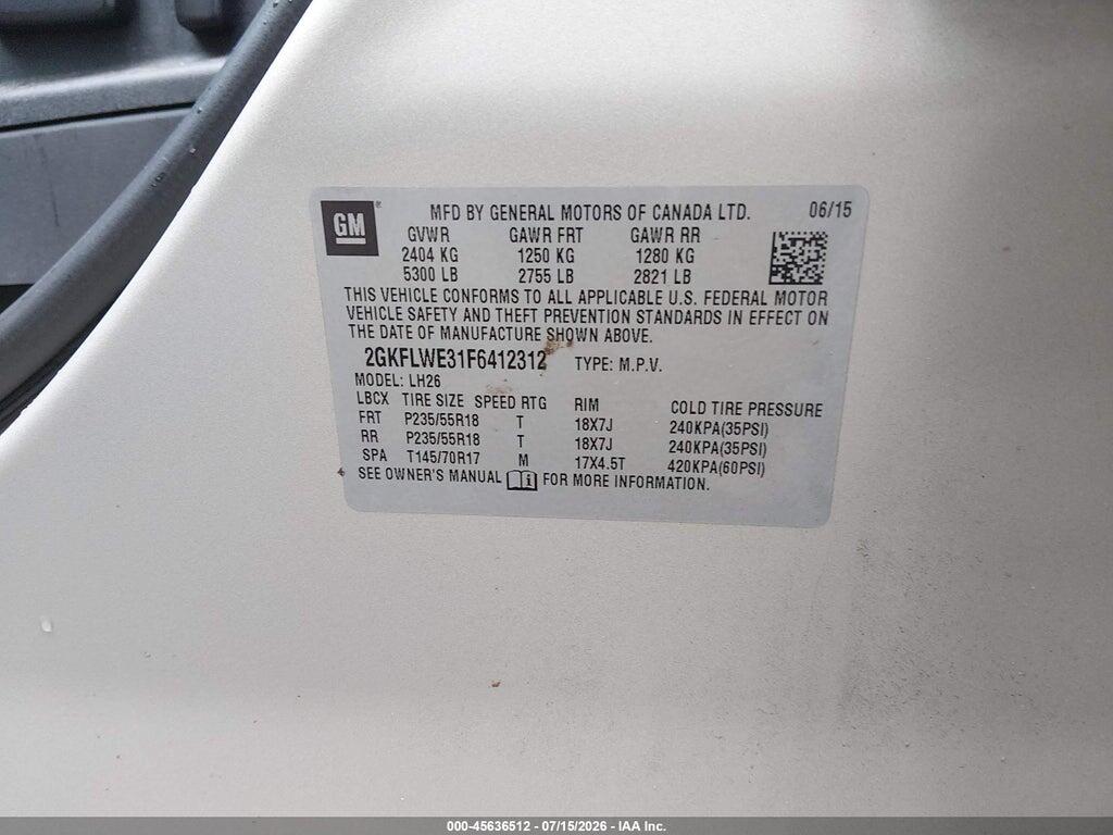 2GKFLWE31F6412312 2015 GMC TERRAIN photo no. 9