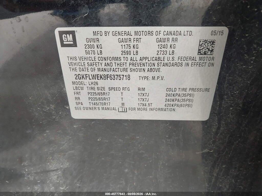 2GKFLWEK8F6375718 2015 GMC TERRAIN photo no. 9
