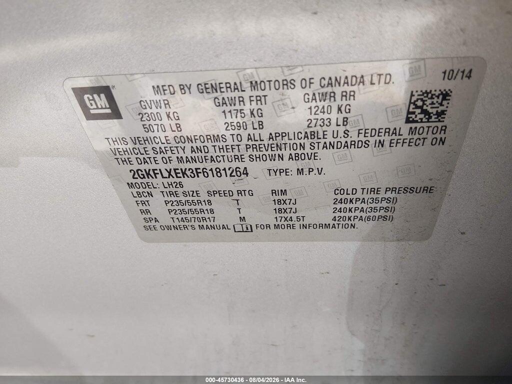2GKFLXEK3F6181264 2015 GMC TERRAIN photo no. 9