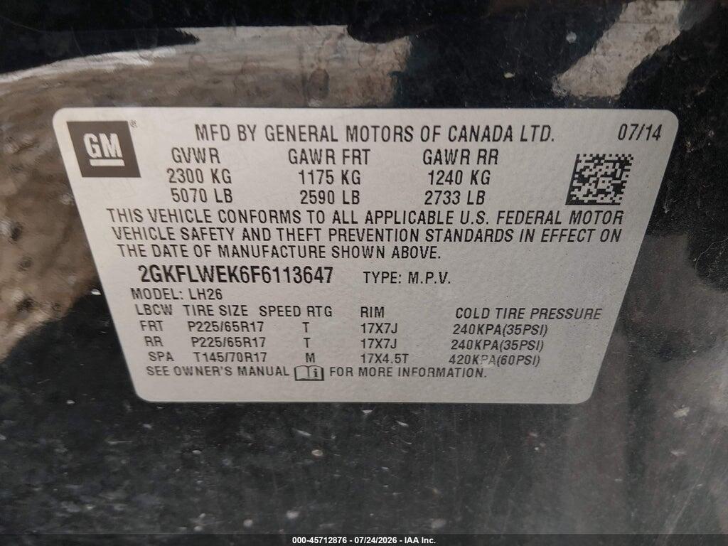 2GKFLWEK6F6113647 2015 GMC TERRAIN photo no. 9