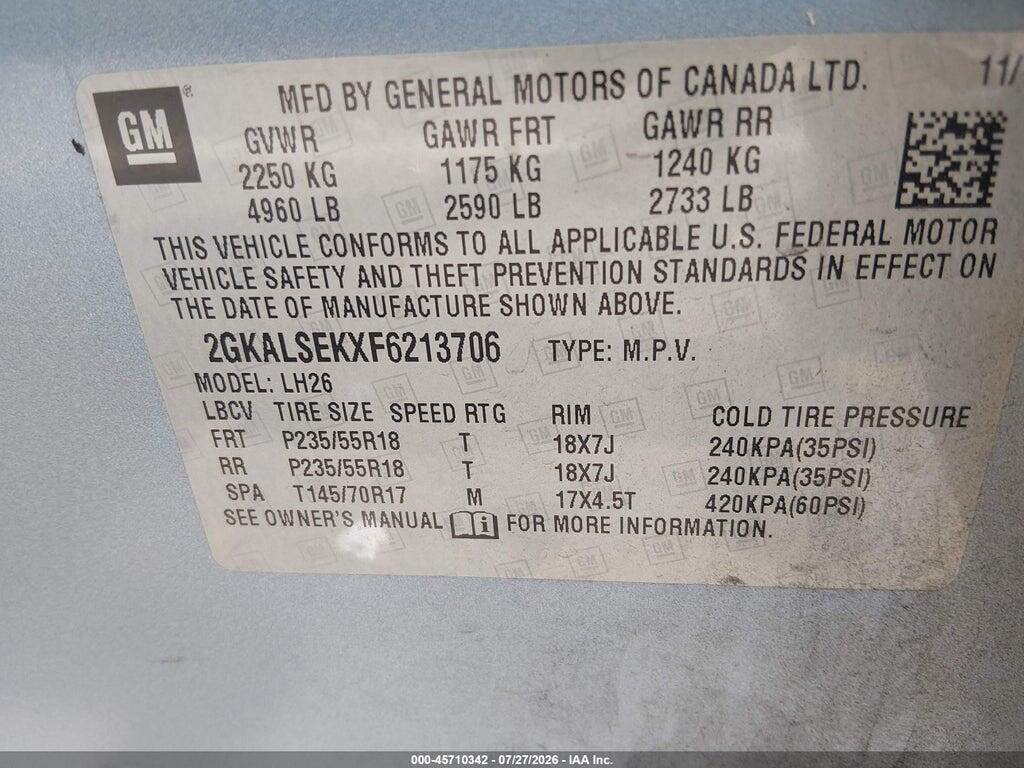 2GKALSEKXF6213706 2015 GMC TERRAIN photo no. 9