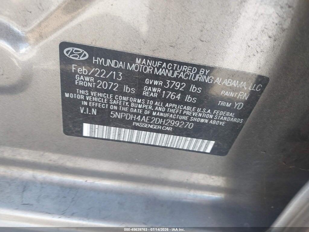 5NPDH4AE2DH299270 2013 HYUNDAI ELANTRA photo no. 9