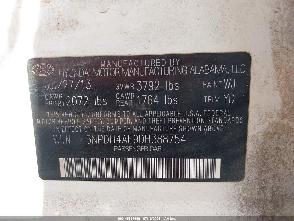 5NPDH4AE9DH388754 2013 HYUNDAI ELANTRA photo no. 9