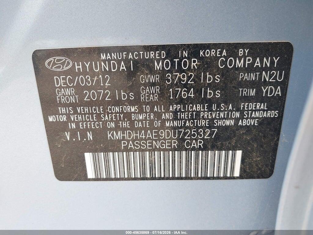 KMHDH4AE9DU725327 2013 HYUNDAI ELANTRA photo no. 9