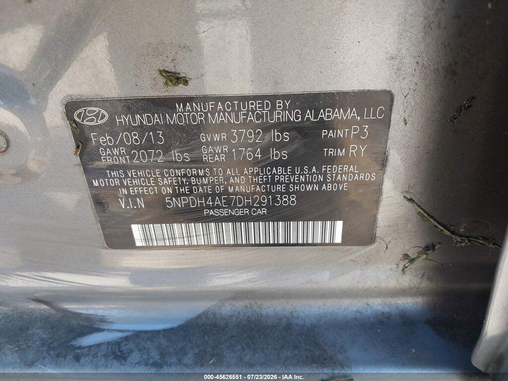 5NPDH4AE7DH291388 2013 HYUNDAI ELANTRA photo no. 9