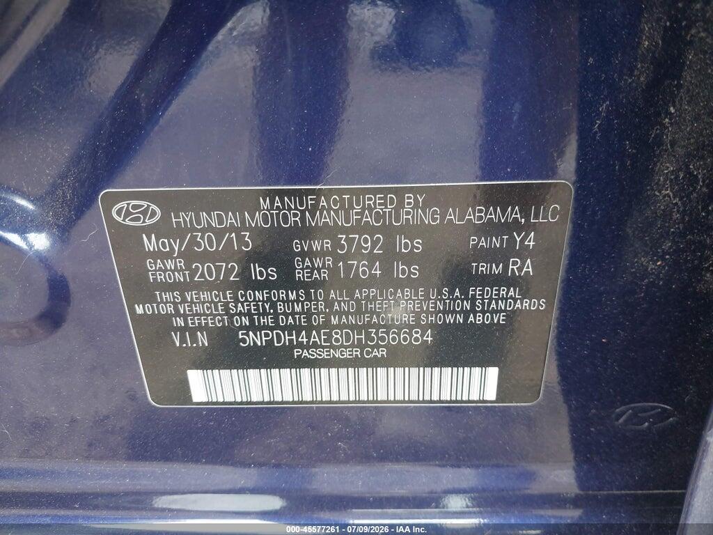 5NPDH4AE8DH356684 2013 HYUNDAI ELANTRA photo no. 9