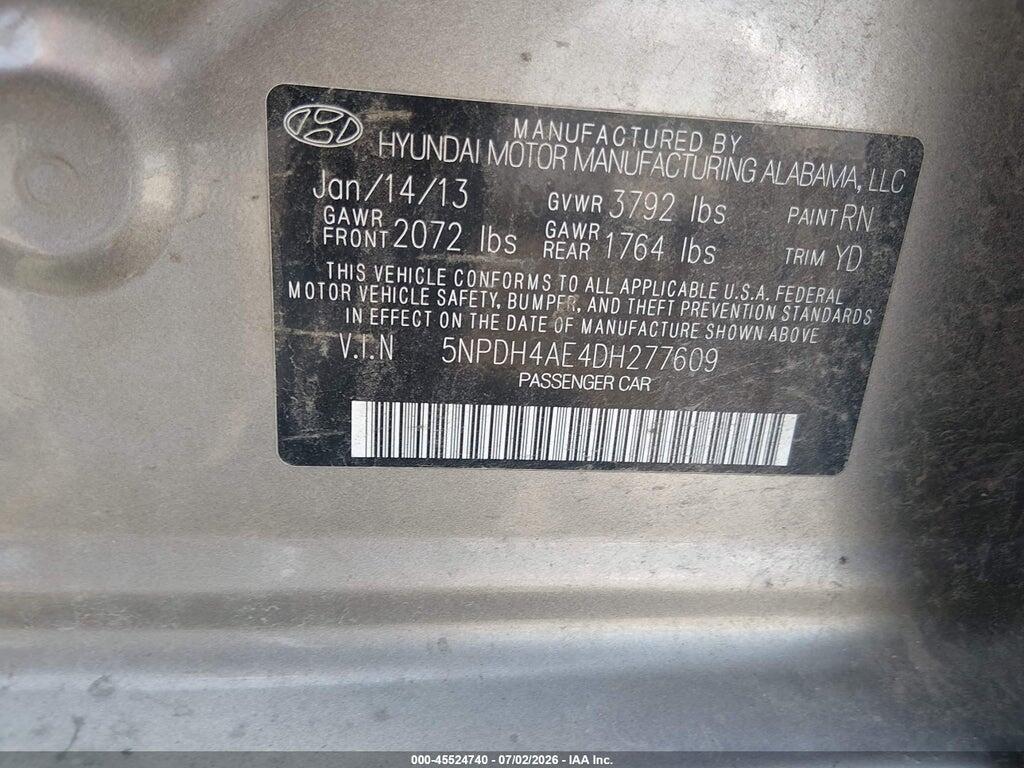 5NPDH4AE4DH277609 2013 HYUNDAI ELANTRA photo no. 9