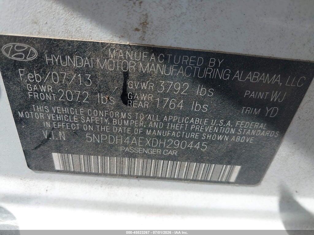 5NPDH4AEXDH290445 2013 HYUNDAI ELANTRA photo no. 9