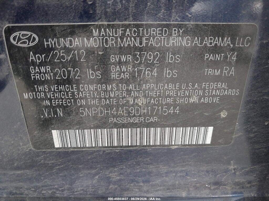 5NPDH4AE9DH171544 2013 HYUNDAI ELANTRA photo no. 9