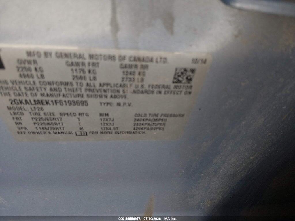 2GKALMEK1F6193695 2015 GMC TERRAIN photo no. 9