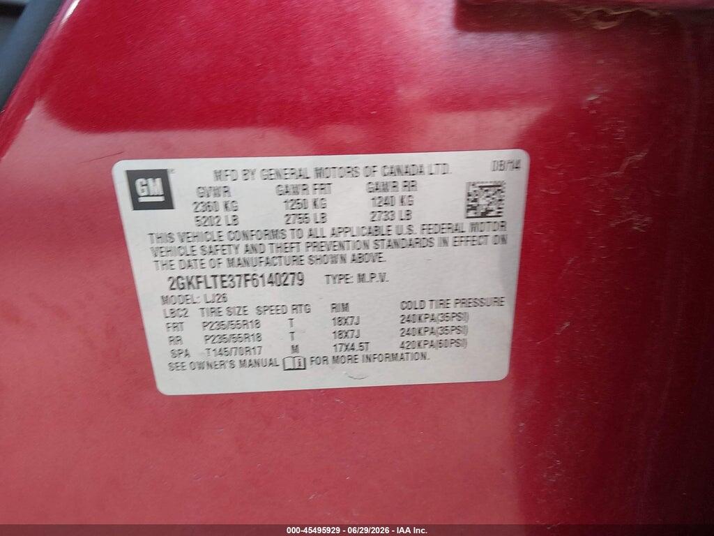 2GKFLTE37F6140279 2015 GMC TERRAIN photo no. 9