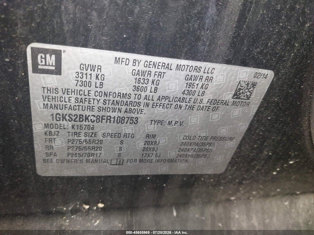1GKS2BKC8FR108753 2015 GMC YUKON photo no. 9