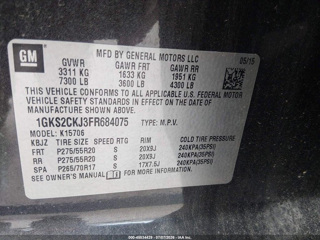 1GKS2CKJ3FR684075 2015 GMC YUKON photo no. 9