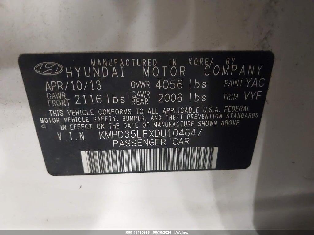 KMHD35LEXDU104647 2013 HYUNDAI ELANTRA GT photo no. 9