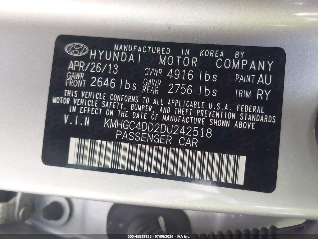 KMHGC4DD2DU242518 2013 HYUNDAI GENESIS photo no. 9