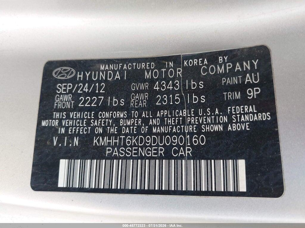 KMHHT6KD9DU090160 2013 HYUNDAI GENESIS photo no. 9