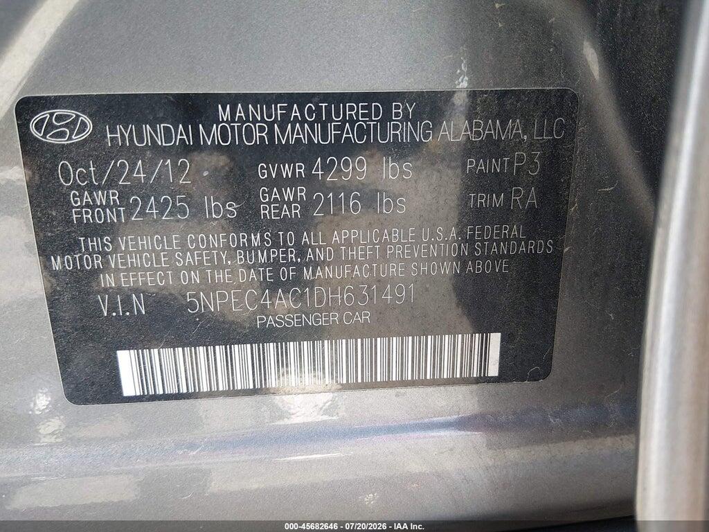 5NPEC4AC1DH631491 2013 HYUNDAI SONATA photo no. 9
