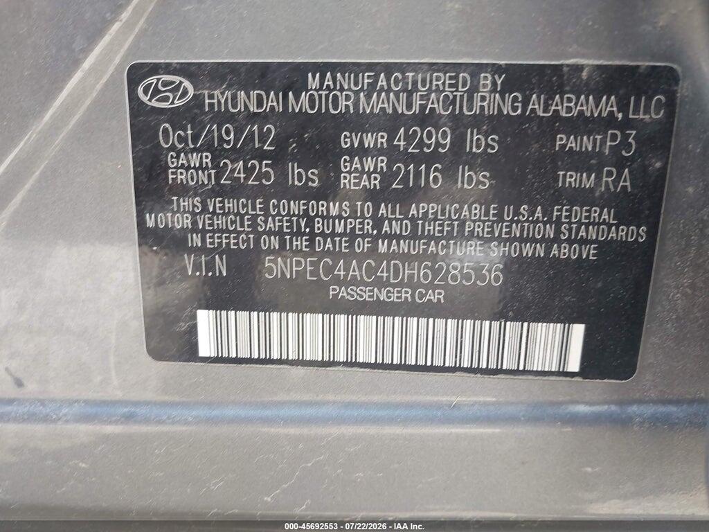 5NPEC4AC4DH628536 2013 HYUNDAI SONATA photo no. 9
