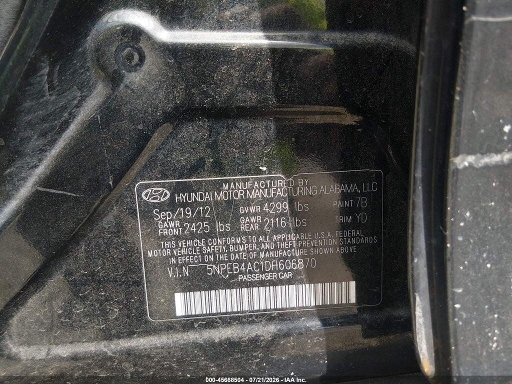 5NPEB4AC1DH606870 2013 HYUNDAI SONATA photo no. 9
