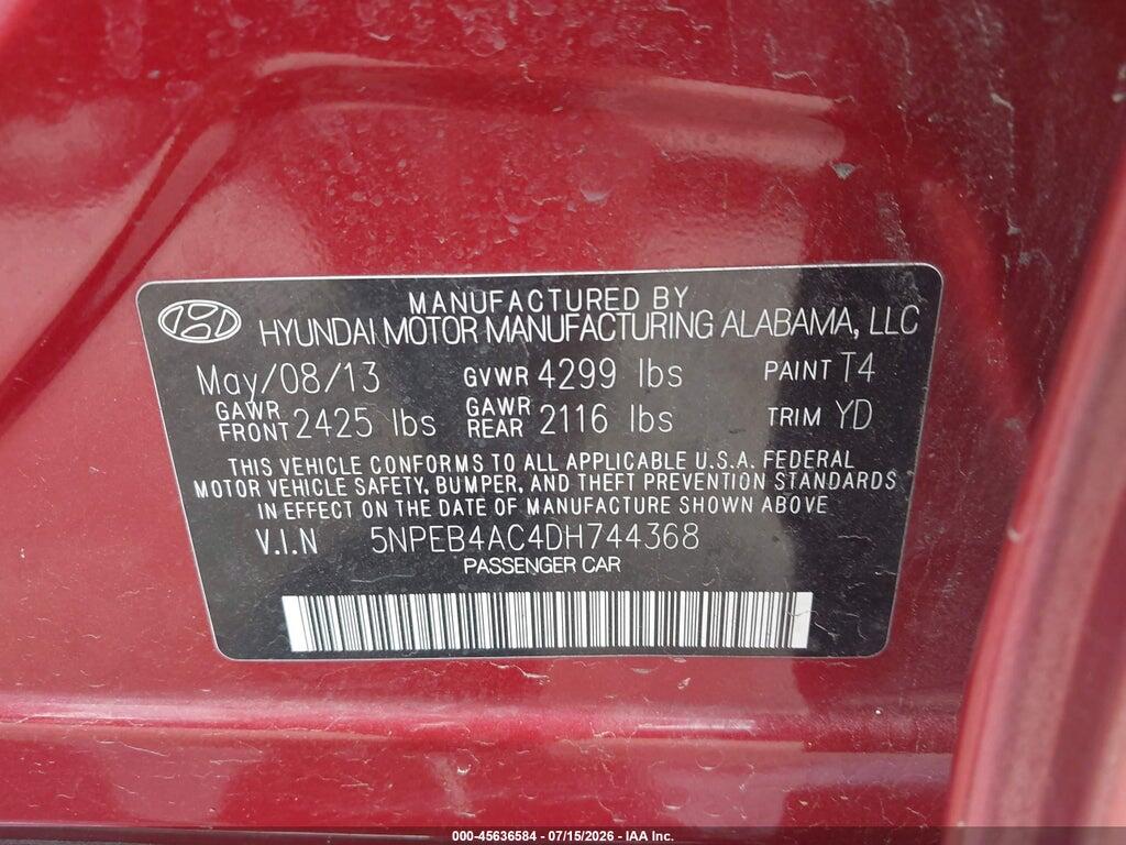 5NPEB4AC4DH744368 2013 HYUNDAI SONATA photo no. 9
