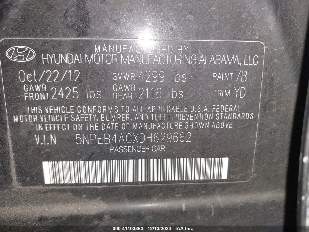 5NPEB4ACXDH629662 2013 HYUNDAI SONATA photo no. 9