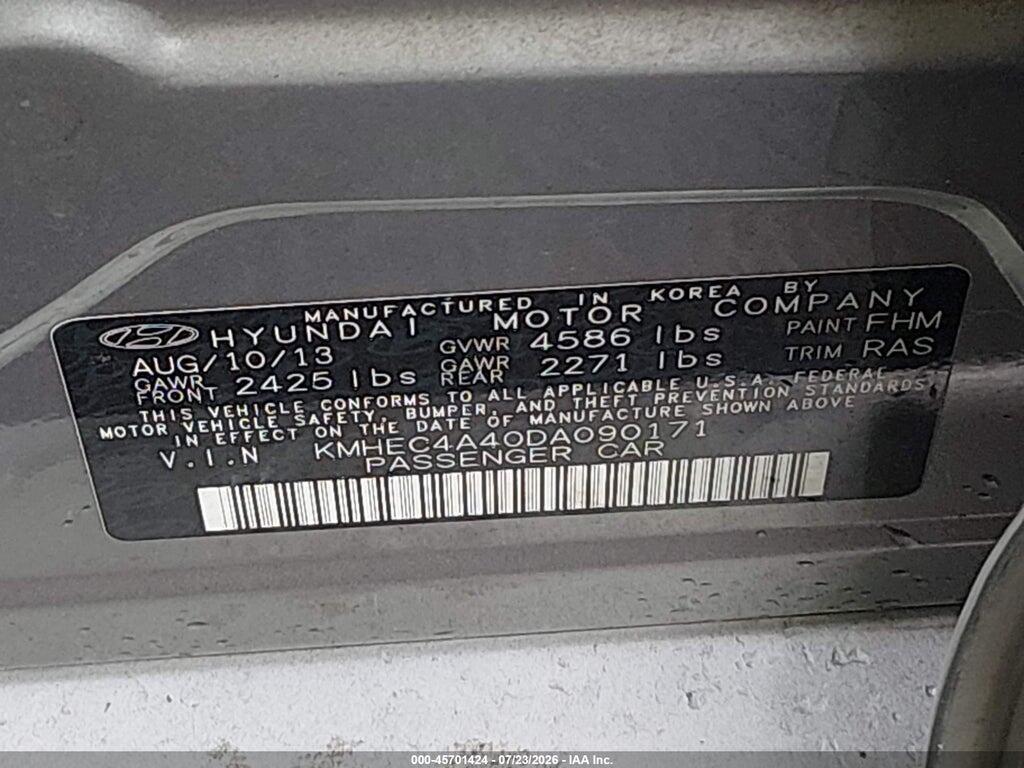 KMHEC4A40DA090171 2013 HYUNDAI SONATA HYBRID photo no. 9